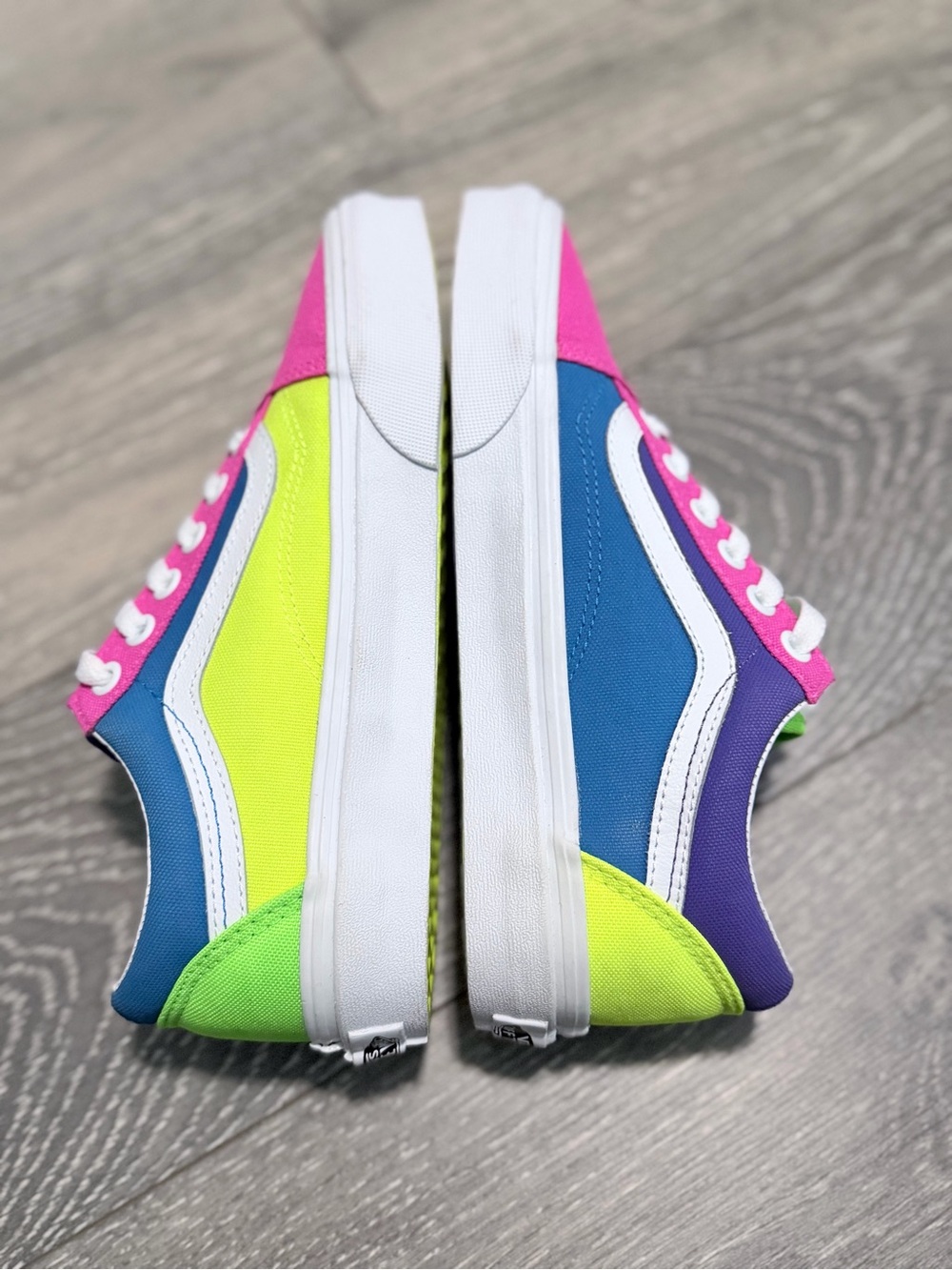 Vans Old School Neon Multi Colorblock Sneakers Pink/Blue/Yellow/Purple M5 W6.5 - Picture 7 of 11